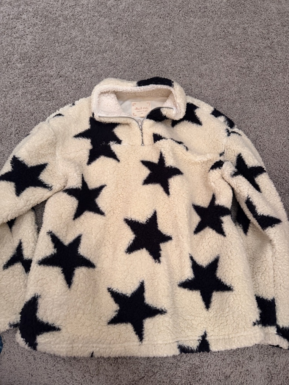 Altar'd State Black & Cream Sherpa Half-Zip Pullover